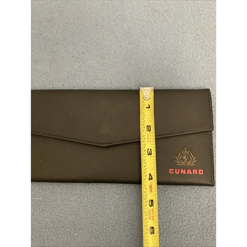 Cunard Shipping Black Faux Leather Travel Wallet Organizer for Tickets, Cash ETC